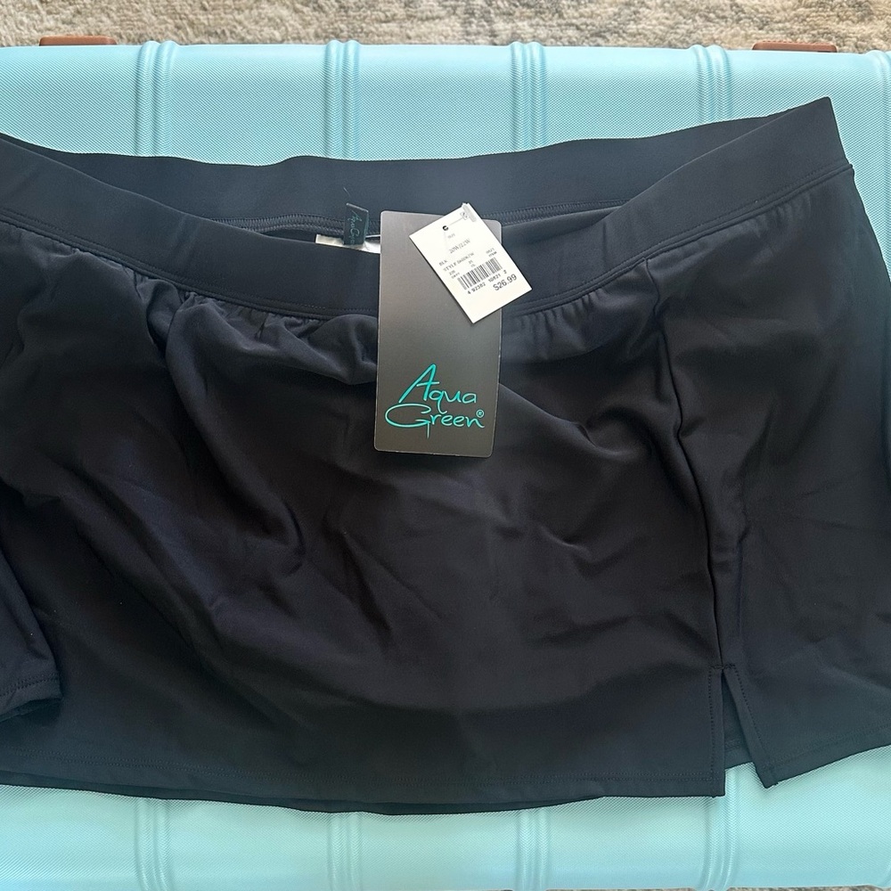 Aqua Green Black Swim Skorts Lightweight Athletic